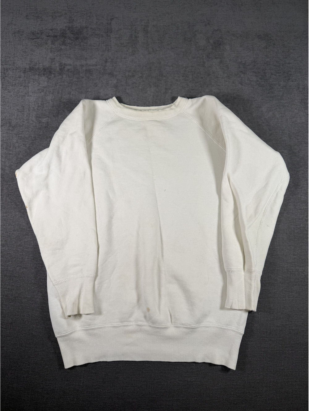 Penney's White Crewneck Sweatshirt with Stains and Wear, Size Medium